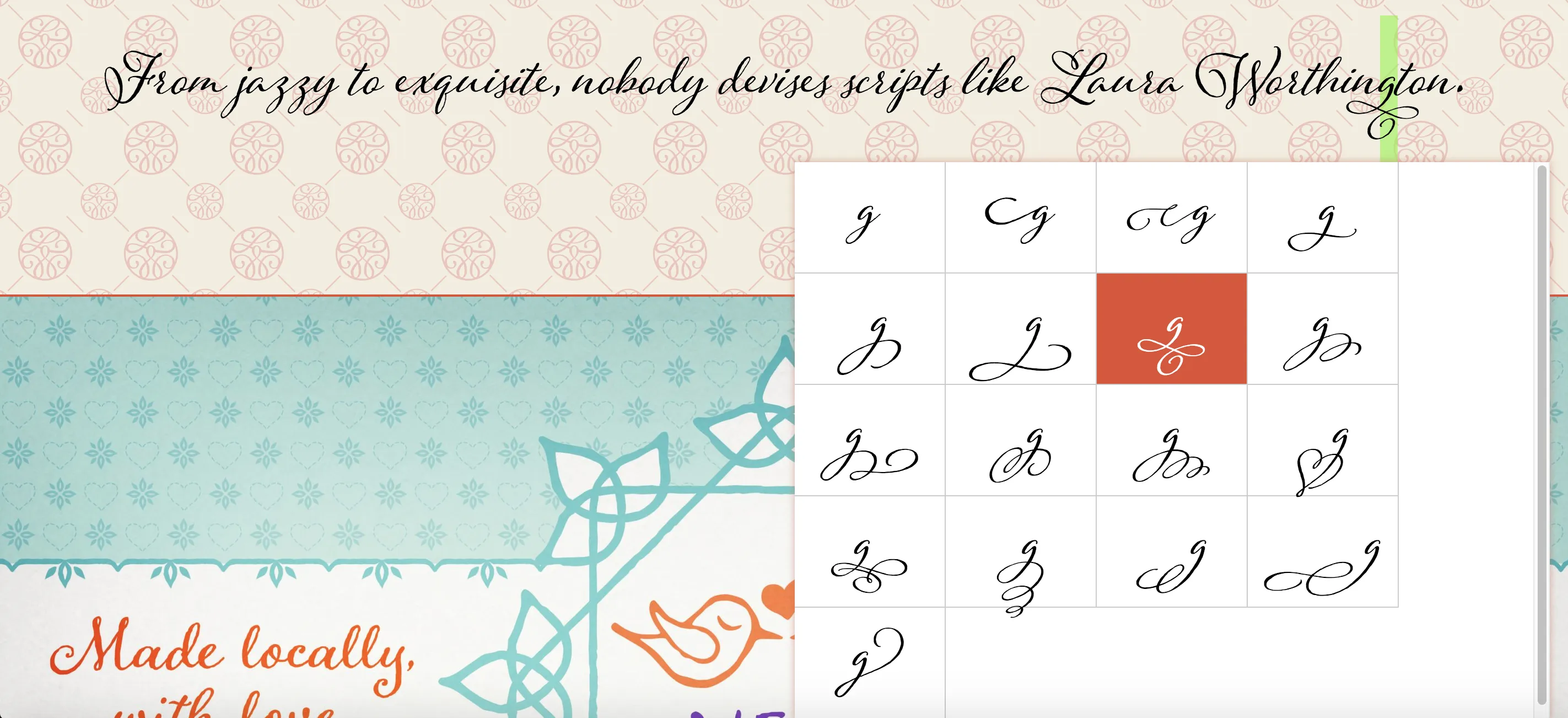 Type Tester swash selection